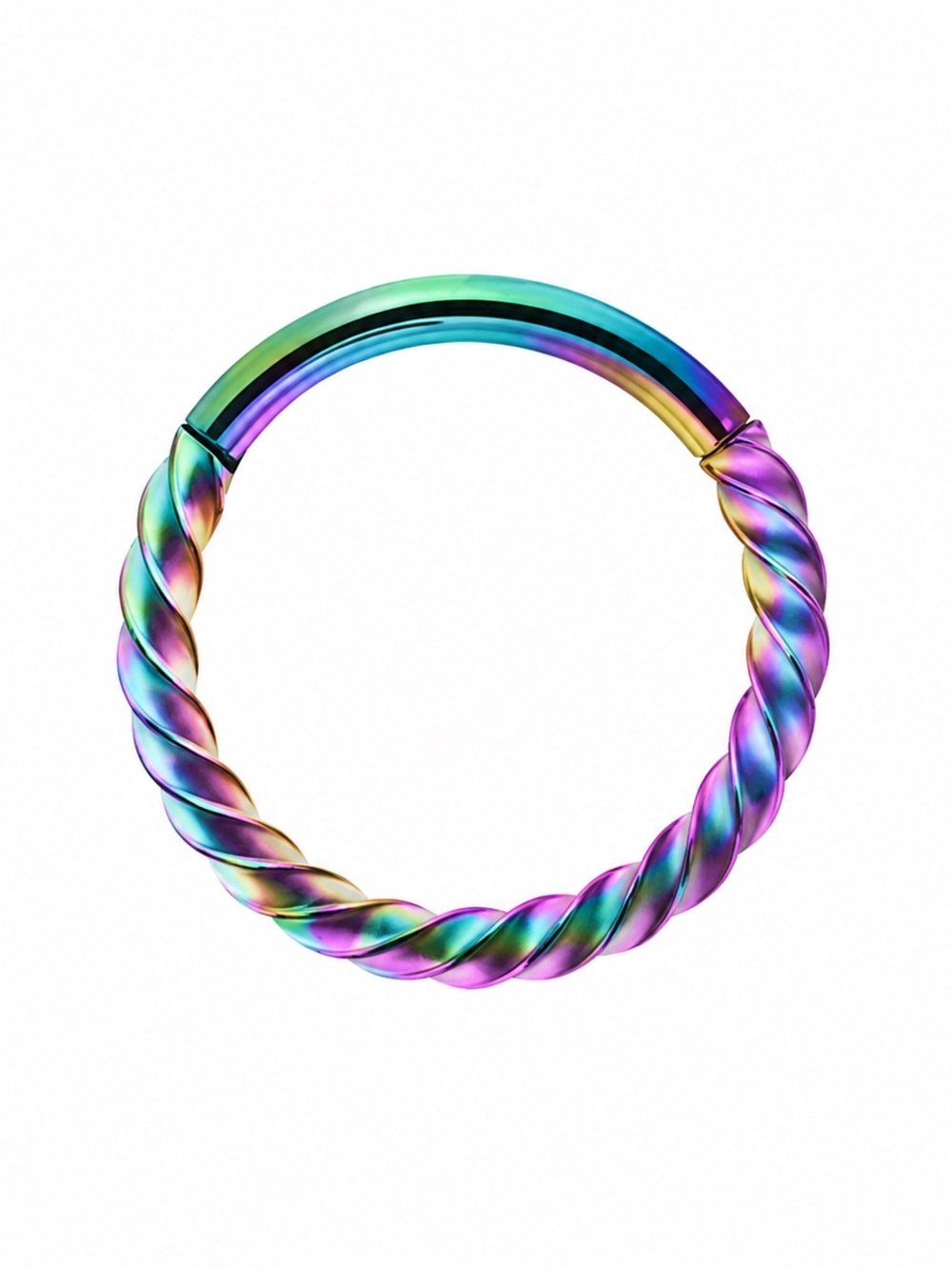 Rainbow Twisted Clicker Hoop Ring Stainless Steel Septum Cartilage Earring